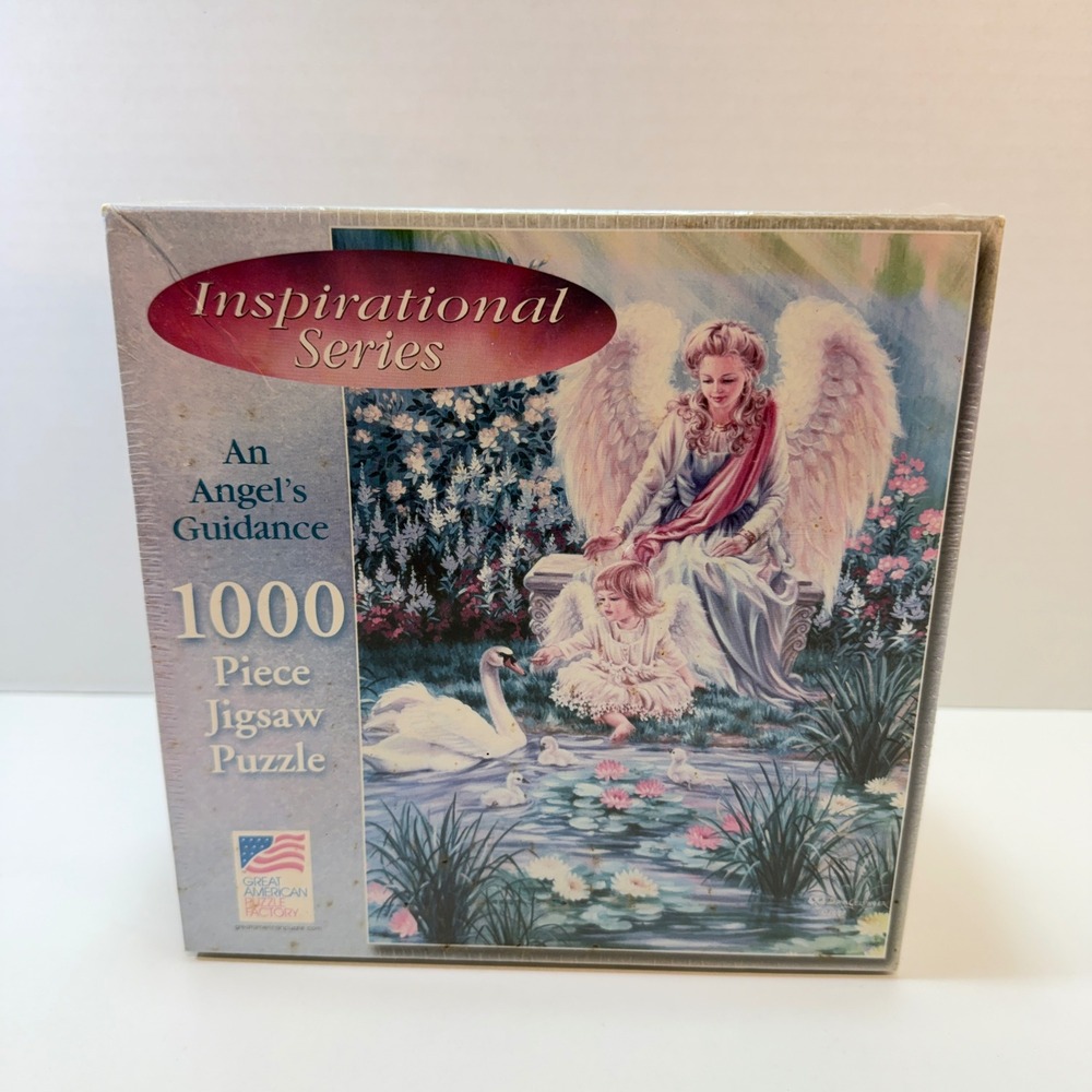 Great American Puzzle Factory Jigsaw 1000 Piece Blue An Angel's Guidance Vintage